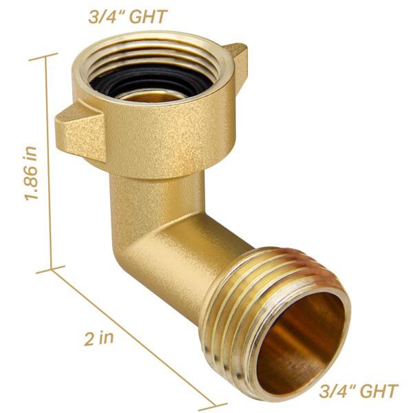Metal elbows for pipes Garden Hose Elbow Connector 90 Degree Brass Hose Elbow(2pcs) 3/4" Heavy Duty Hose Adapter with 2 O-rings Brass Garden Hose Elbow Solid Brass Adapter
