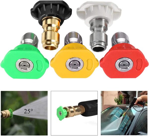 Pressure Washer Nozzle Tips for 1/4'' Quick Connect, 5Pack Multiple Degrees Pressure Washer Spray Nozzle, Soap Nozzle & Rinse Nozzle 2.5GPM