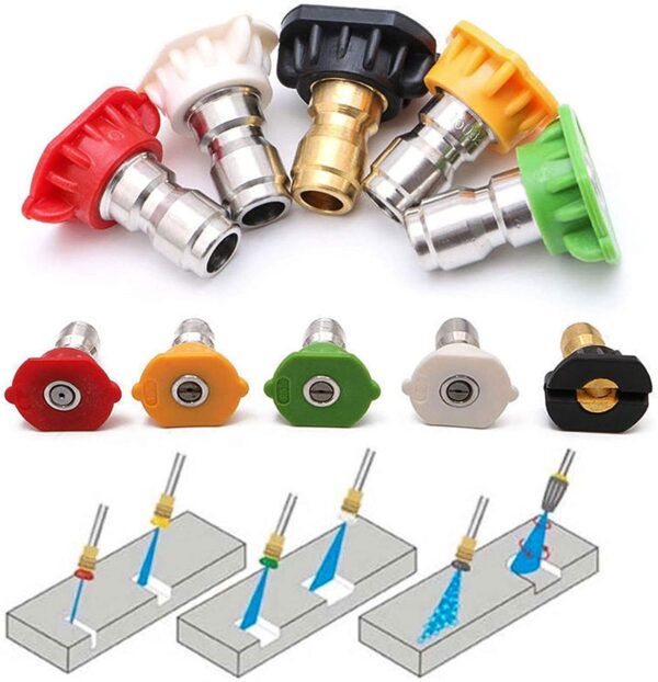 Pressure Washer Nozzle Tips for 1/4'' Quick Connect, 5Pack Multiple Degrees Pressure Washer Spray Nozzle, Soap Nozzle & Rinse Nozzle 2.5GPM